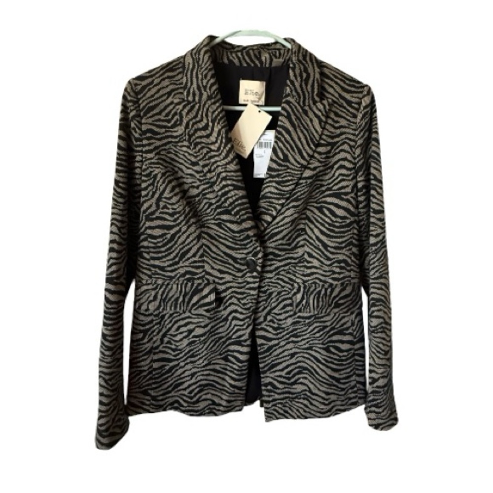 Elie Tahari Zebra Print Blazer - Black and Camel Retail $128